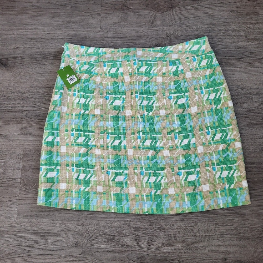 Kate Spade New York Green Plaid Julie Skirt Doral Park Preppy Summer 12 NEW - Picture 2 of 7